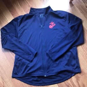 Navy Blue Zip-Up USMC Jacket with Red Logo